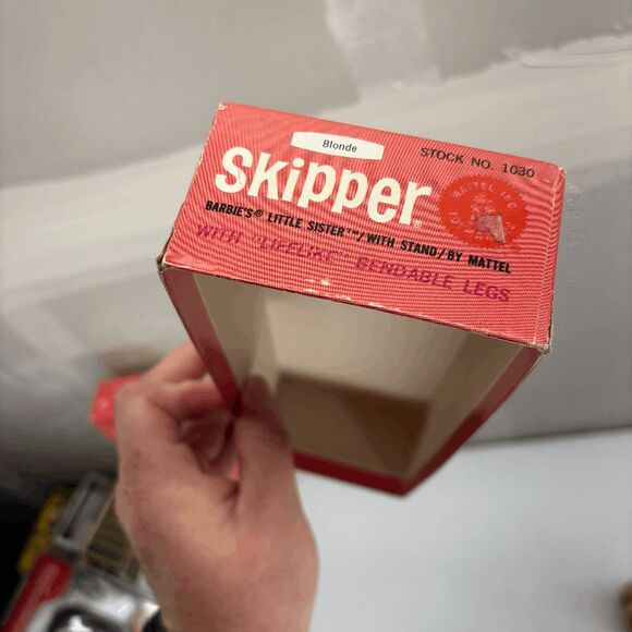 1964 Mattel Bendable Leg Blonde Skipper Original Box #1030 Red Outfit Black Boot - Picture 12 of 16